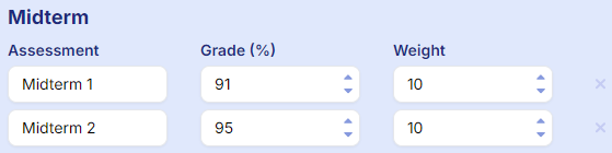 Enter your midterm information.