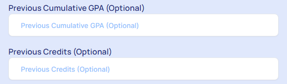 Enter Previous CGPA & credits.